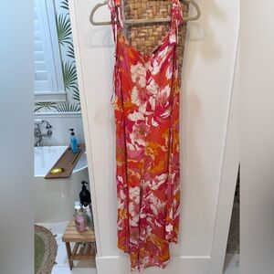 Vince Camuto Pink, Coral & White Floral wide leg jumpsuit. Great for Easter.